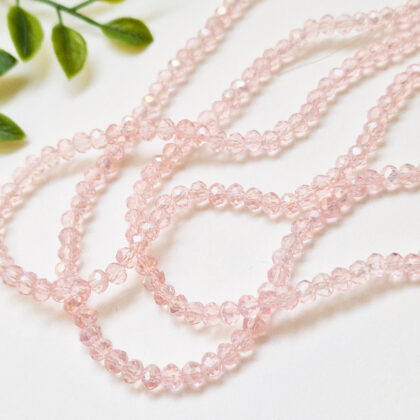 Fasettperler, 4mm, lys rosa