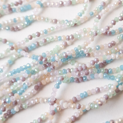 Fasettperler, glass, mix, 2,5mm, Vinter, lys