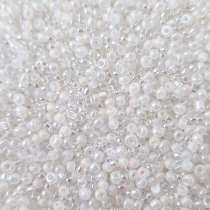 Seed beads, blank/hvit  mini mix 2mm