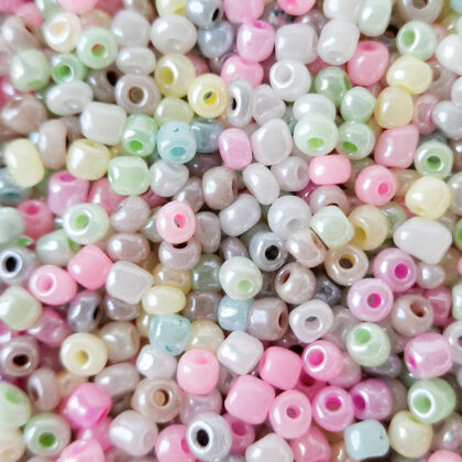 Seed beads, pastell farger, opak, 4mm