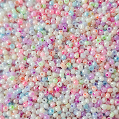 Seed beads, pastell farger, opak, 1,8mm