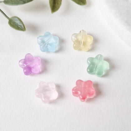 Glassperler, blomster, pastell mix, 6pk