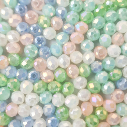 Fasettperler, 6mm, pastell mix
