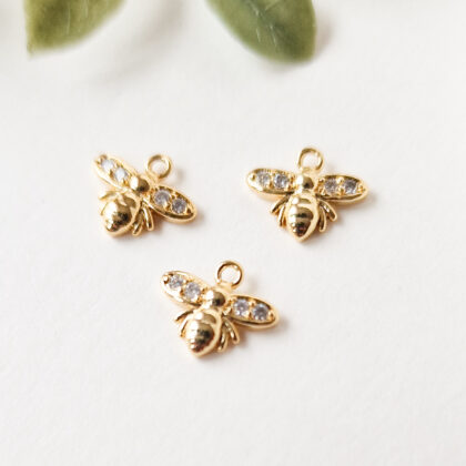 18k gullforgylt bie anheng, med Cubic Zirconia