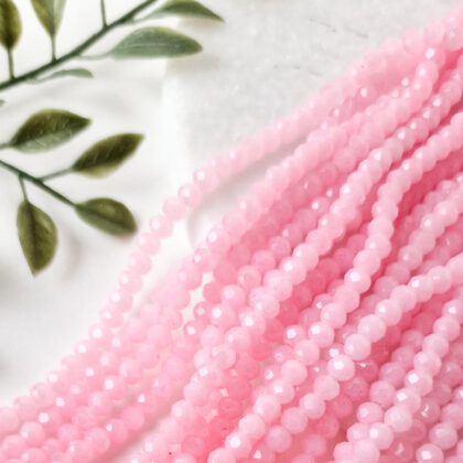 Fasettperler, 4mm, rosa opak