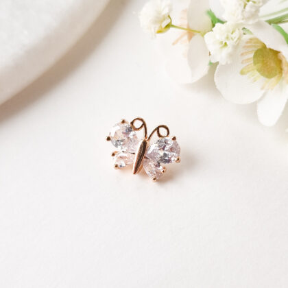 18k gullforgylt sommerfugl anheng med Cubic Zirconia