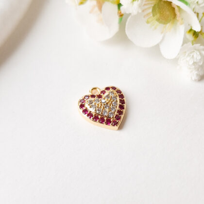 18k gullforgylt hjerte anheng med Cubic Zirconia