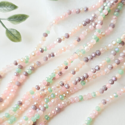 Fasettperler, glass, mix, 2,5mm, Sommer