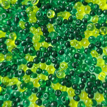 Seed beads, grønn mix, dråpeperler, 4mm