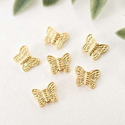 18k gullforgylte perler, store sommerfugler 3pk