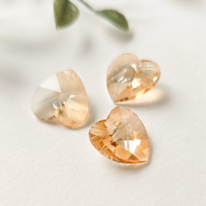 Anheng, glasshjerte, champagne, 14mm