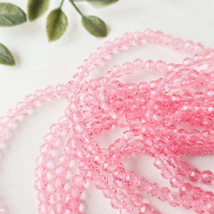 Fasettperler, 4mm, rosa