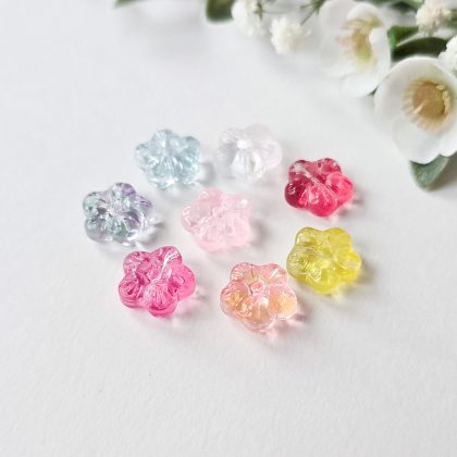 Glassperler, blomster i ulike farger, 1