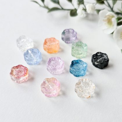 Glassperler, blomster i ulike farger, 2