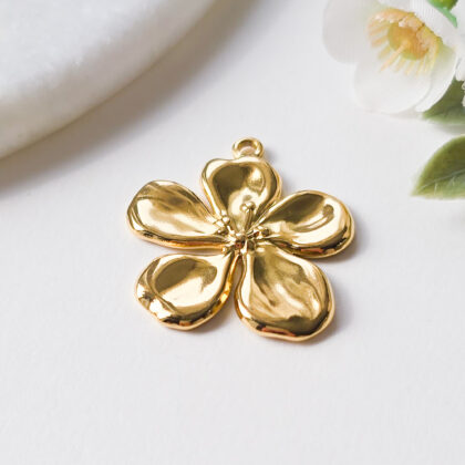 18k gullforgylt anheng, stor blomst