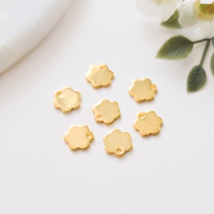 Anheng, gullfarget blomst, 3pk
